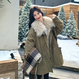 手发主推秋冬新款中长款加厚毛毛派克服8162p290k458内里可脱卸，女装派克服，浙宝186