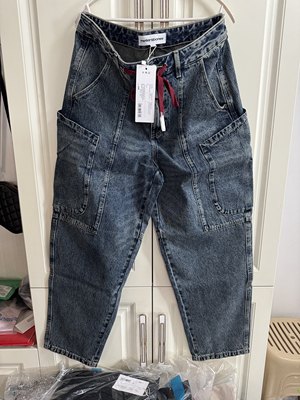 美特斯邦威男装牛仔裤春秋舒适时尚设计大口袋休闲锥形牛仔长裤子