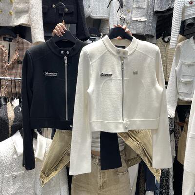 DH2025秋冬新款拉链立领针织开衫时尚气质百搭短款毛衣外套