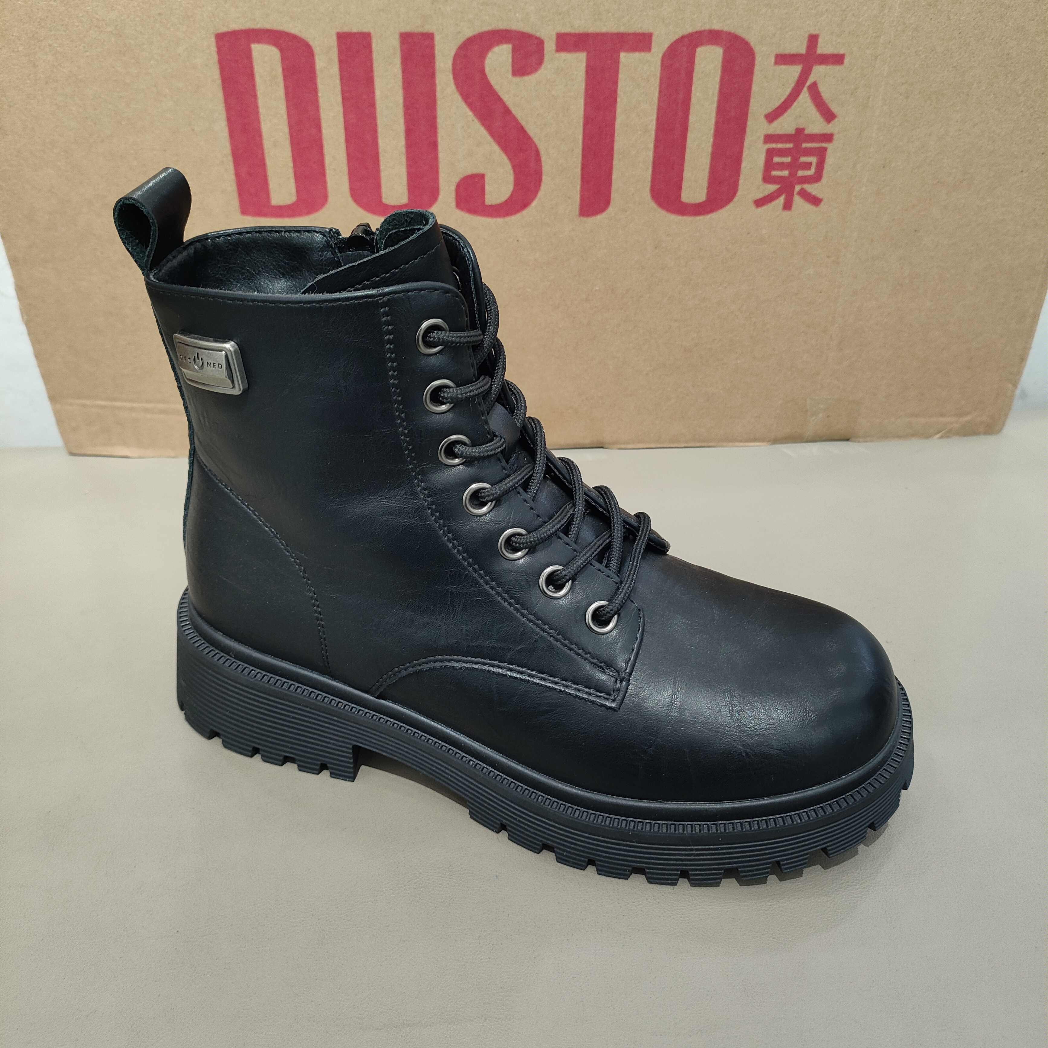 大东加绒马丁靴女鞋2025年冬季新款加绒女士英伦黑色女靴子1222