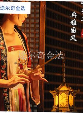 中秋国潮风儿童手提花灯手工dizy发光led手提宫灯笼木质宫灯可充