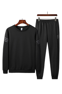 2020运动套装男秋冬季休闲爸爸装圆领加绒卫衣中老年运动服春秋图片