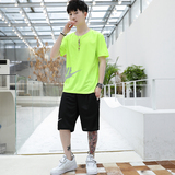 夏季新款韩版t恤短袖男两件套男士运动服男式休闲运动套装男潮，男装休闲套装，星座1712-1