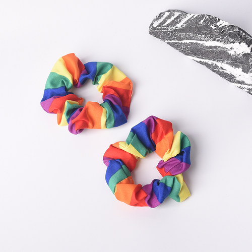 彩虹色大肠发圈儿童发饰