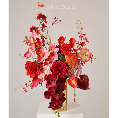 新年装饰花艺乔迁之喜新房入宅客厅场景布置年宵花插花花束摆件