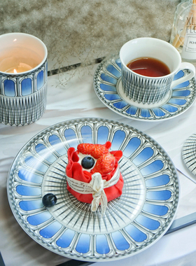 出口意大利欧式建筑陶瓷咖啡杯碟下午茶甜品盘摩登样版装饰