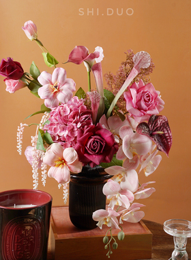 高品质手感保湿玫瑰桌面摆放前台装饰岛台玄关送礼乔迁花束套装