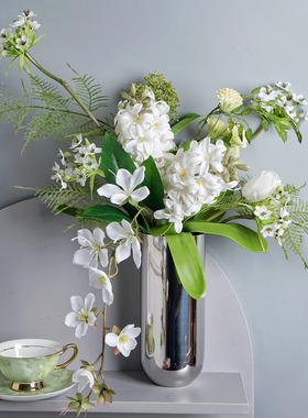 仿真花花束餐桌花艺高端轻奢白绿系前台摆花装饰花卉摆设