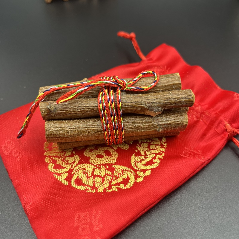 野生桃木枝儿童宝宝五彩绳桃树枝