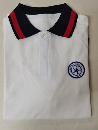 建平实验张江中学白色短袖T恤polo定制 藏青校服棒球服红裤