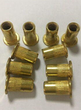 GB17880.1铜平头柱纹铆螺母黄铜平头竖纹拉铆螺母黄铜拉帽铜螺母