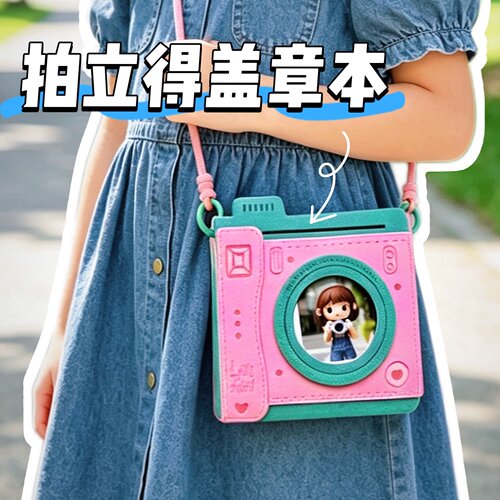 创意斜挎拍立得盖章本带地图活页