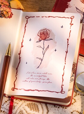 玫瑰手账本子小王子手绘彩页复古情侣日记本笔记事本女朋友礼物
