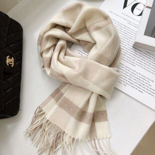 加厚学生情侣围脖百搭保暖披肩秋 高级感格子冬季 2024新款 围巾韩版