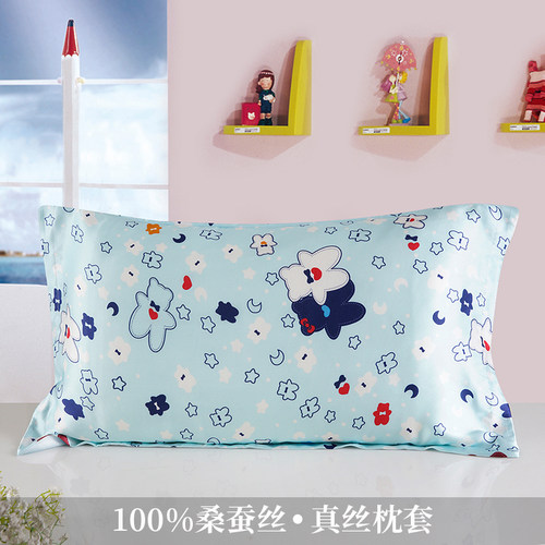 真丝桑蚕丝ab版喷绘婴儿卡通枕套