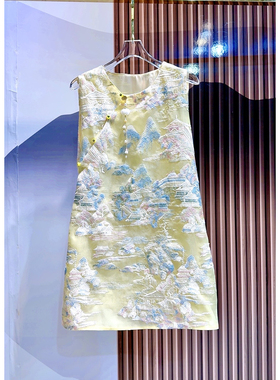 【海誓山盟3】唐装旗袍裙中国风名家苏绣黄色马甲上衣连衣裙