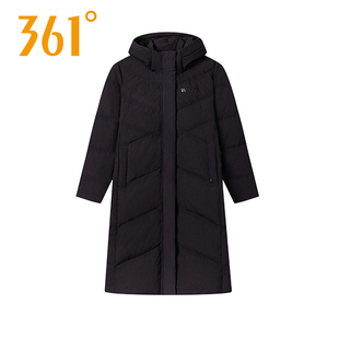 361度中长款羽绒服女2025冬新品保暖连帽加厚外套562444305N