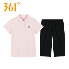 361运动套装女翻领短袖POLO衫七分裤2025夏季新款休闲速干两件套