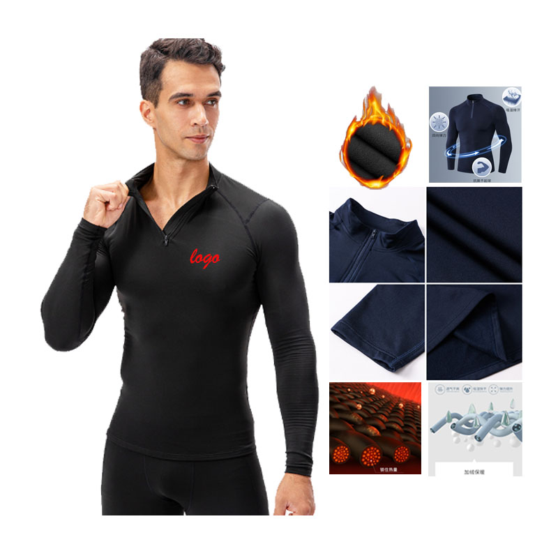 加绒男运动紧身衣私人教练健身训练服秋冬保暖跑步速干定制长袖