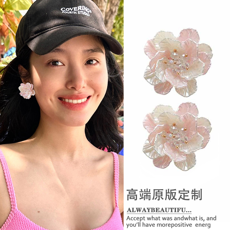 杨采钰同款花朵耳环女