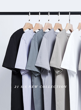 墨麦客纯棉短袖t恤男2025夏长绒棉纯色基础男士体恤打底衫73621