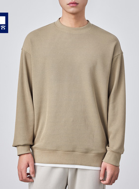 墨麦客男装华夫格肌理卫衣男2025秋新款假两件宽松男士卫衣55505