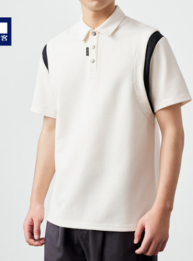 墨麦客250g横纹肌理短袖polo衫男2025夏新款简约撞色男士t恤71245