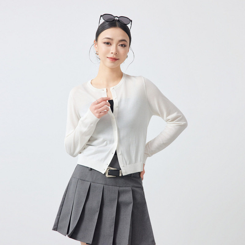 墨麦客女装莱赛尔纯色针织开衫女2026春季新款空调衫薄外套10178.