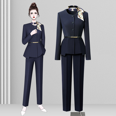 职业西装套装女春秋气质时尚高级感酒店前台接待工装美容师工作服