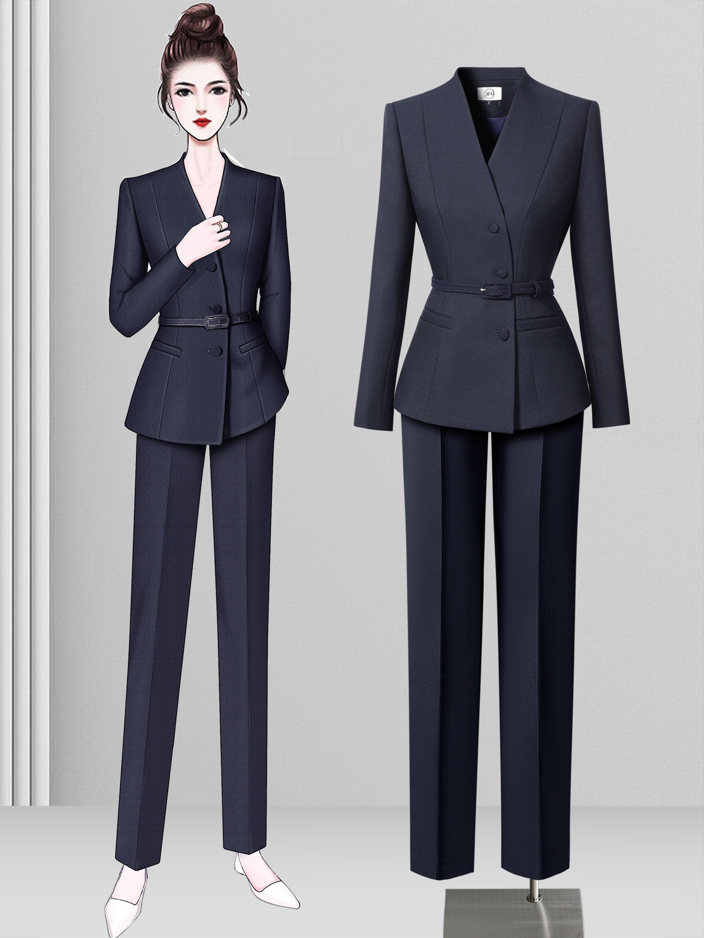 高级感西装套装女职业正装气质干练修身时尚OL通勤酒店经理工作服