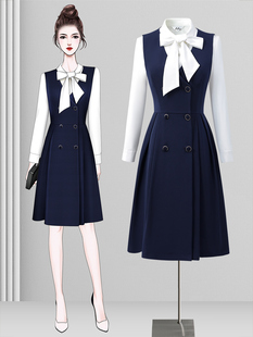 教师职业连衣裙女春秋口腔医院诊所前台接待工作装幼儿园老师园服