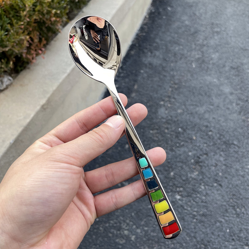 304不锈钢圆头更调羹珐琅彩