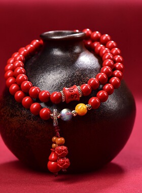 朱砂高含量红砂葫芦双圈手串