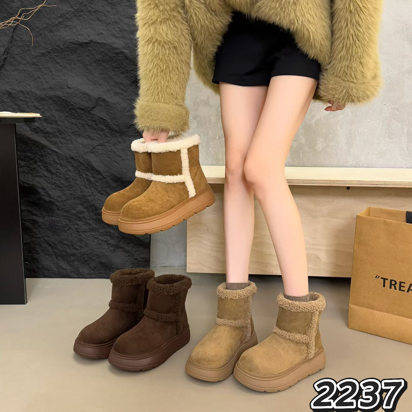 2025新款厚底内增高加绒保暖雪地靴女复古百搭休闲雪地靴女