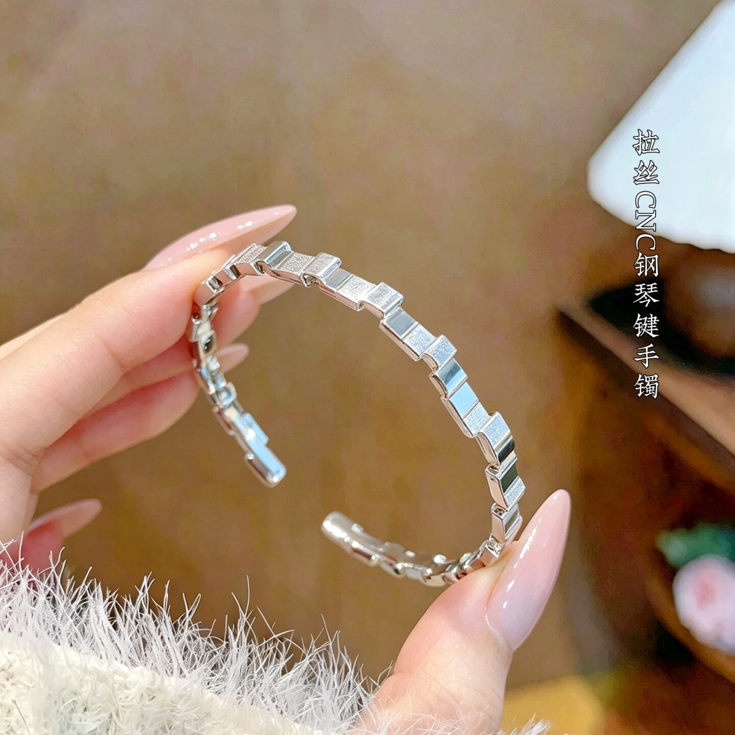 足银9999纯银钢琴键手镯女