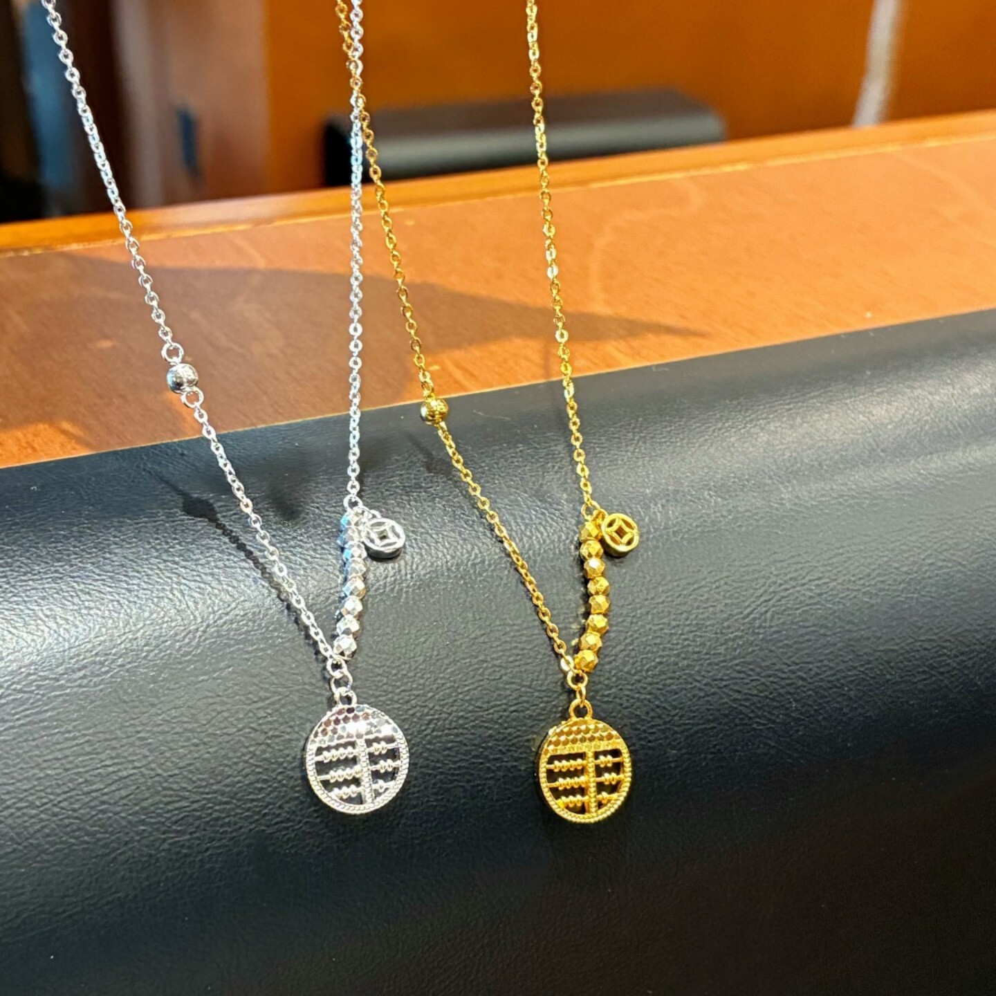 足银999纯银碎冰冰算盘项链女