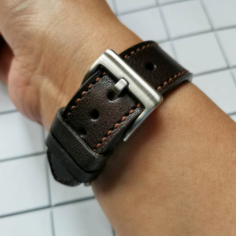 华为复古牛皮表带手工定制