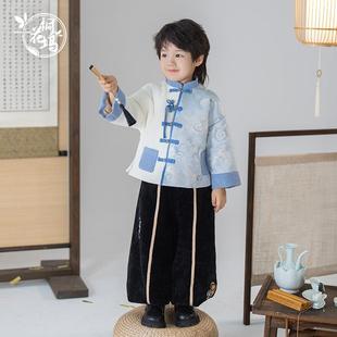 桐花坞日常汉服男童冬装儿童新中式拜年服唐装男宝宝冬季古风套装