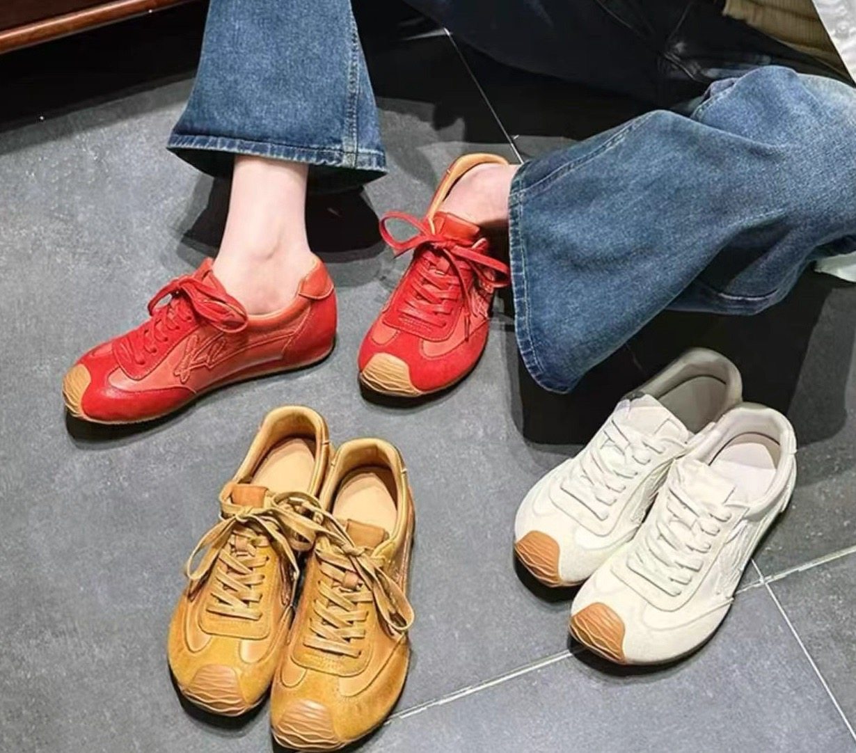 小陈记高品质水洗马皮手工复古马皮休闲百搭舒适平底德训女鞋,女鞋,时尚休闲鞋,淘宝优惠券,粉丝福利购,淘宝优惠卷