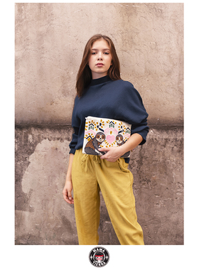 MAMA TIERRA 毛绒款手拿编织包wayuu手工民族风流苏包两用挎包