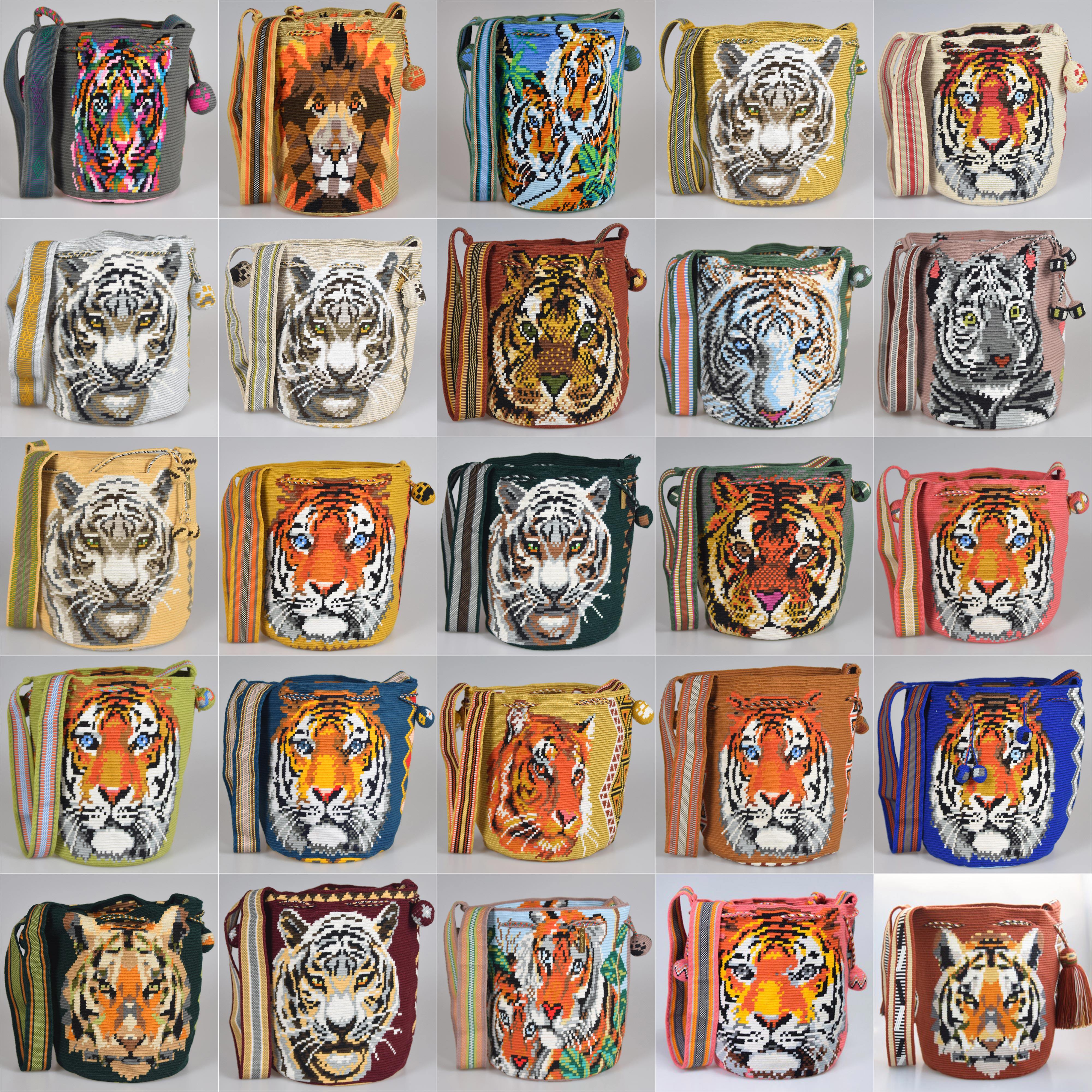 susuwayuu 瓦尤手工编织包老虎款流苏水桶女包斜挎单肩包潮流百搭