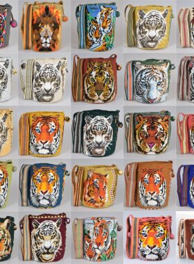 SUSUWAYUU 瓦尤手工编织包老虎款流苏水桶女包斜挎单肩包潮流百搭