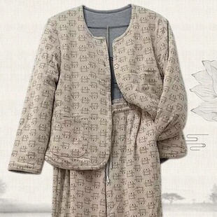 蝉昭 中医养生保暖排湿寒新疆长绒棉棉袄家居纯棉上衣外套棉内胆