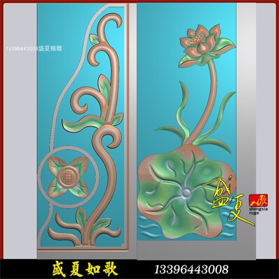 荷花 耳朵 精雕图 墓碑 寸鼓 石雕 浮雕图 花草 灰度图