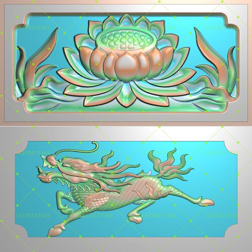 一品清莲麒麟吉祥平安灰度图