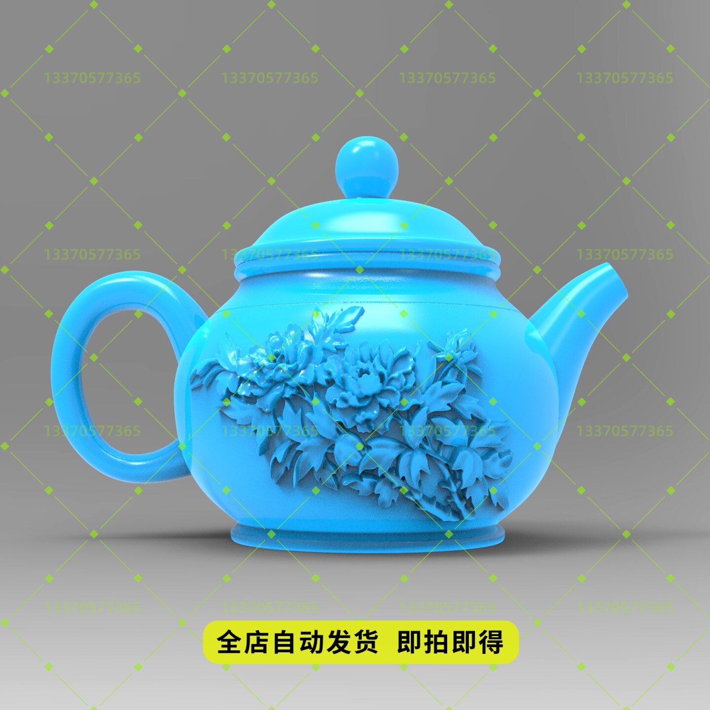紫砂茶壶stl数控雕刻图三维立体圆雕图3D打印模型精雕图