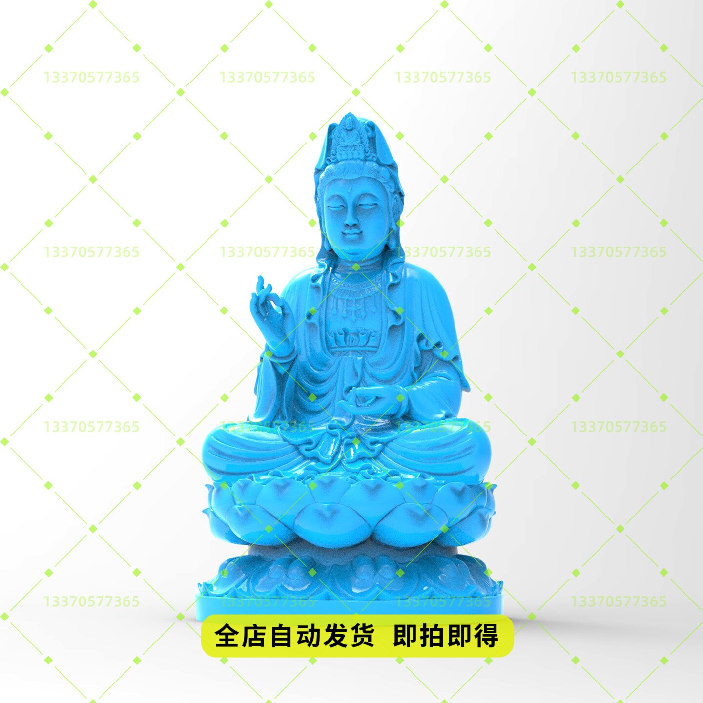 精品莲花座观音stl数控雕刻图三维立体圆雕图3D打印模型精雕图