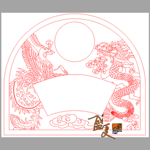 石雕 墓碑 石碑 圆头龙凤 线条图 线雕图 矢量图 精雕图 适用文泰