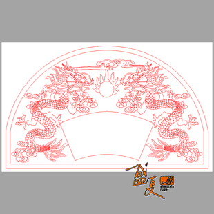 石雕 墓碑 龙凤 线条图 线雕图 矢量图 精雕图 适用文泰