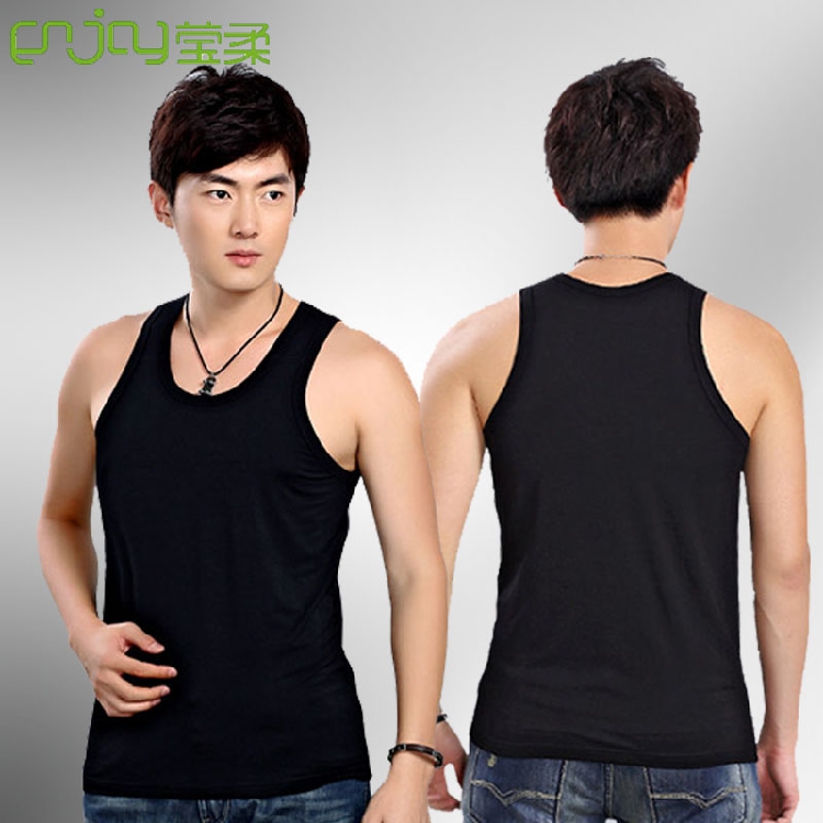 莫代尔透气运动风健身棉背心包邮